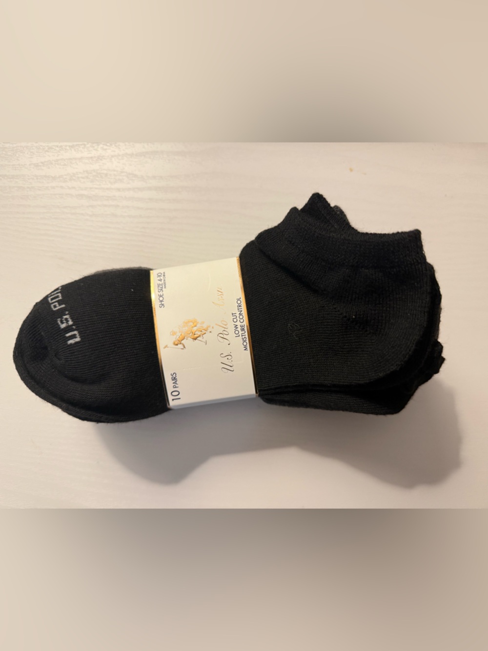 U.S. Polo Assn. Black Low-Cut Athletic No-Show Socks - 10 Pack